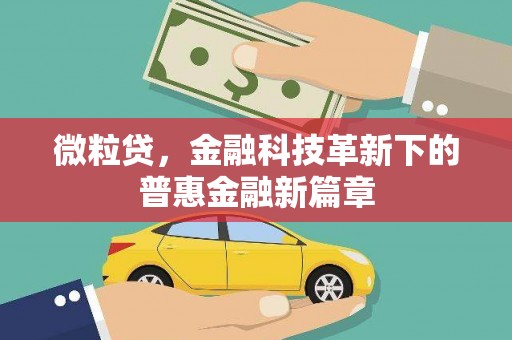 远安微粒贷，金融科技革新下的普惠金融新篇章