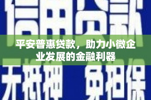 远安平安普惠贷款，助力小微企业发展的金融利器